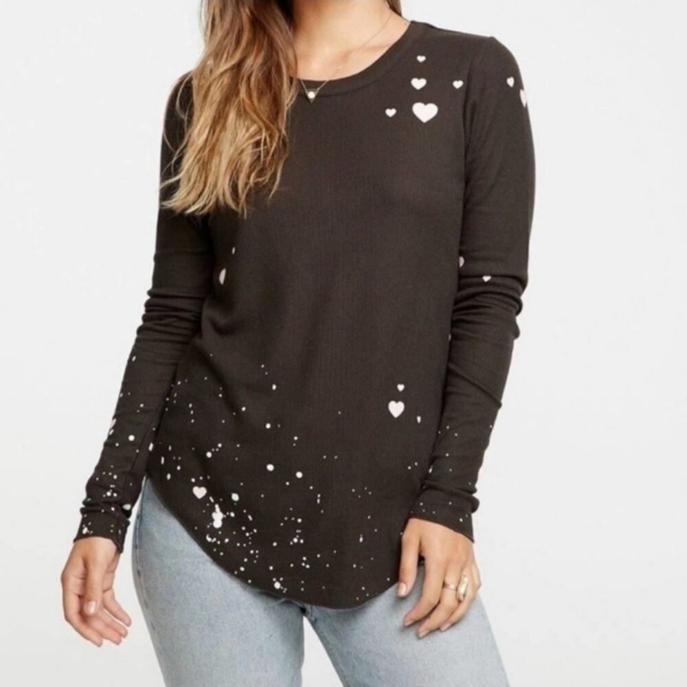 Chaser Heart Splatter Thermal Shirt Black size Medium